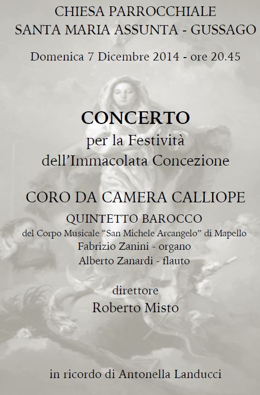 Concerto Coro Camera Calliope dicembre 2014