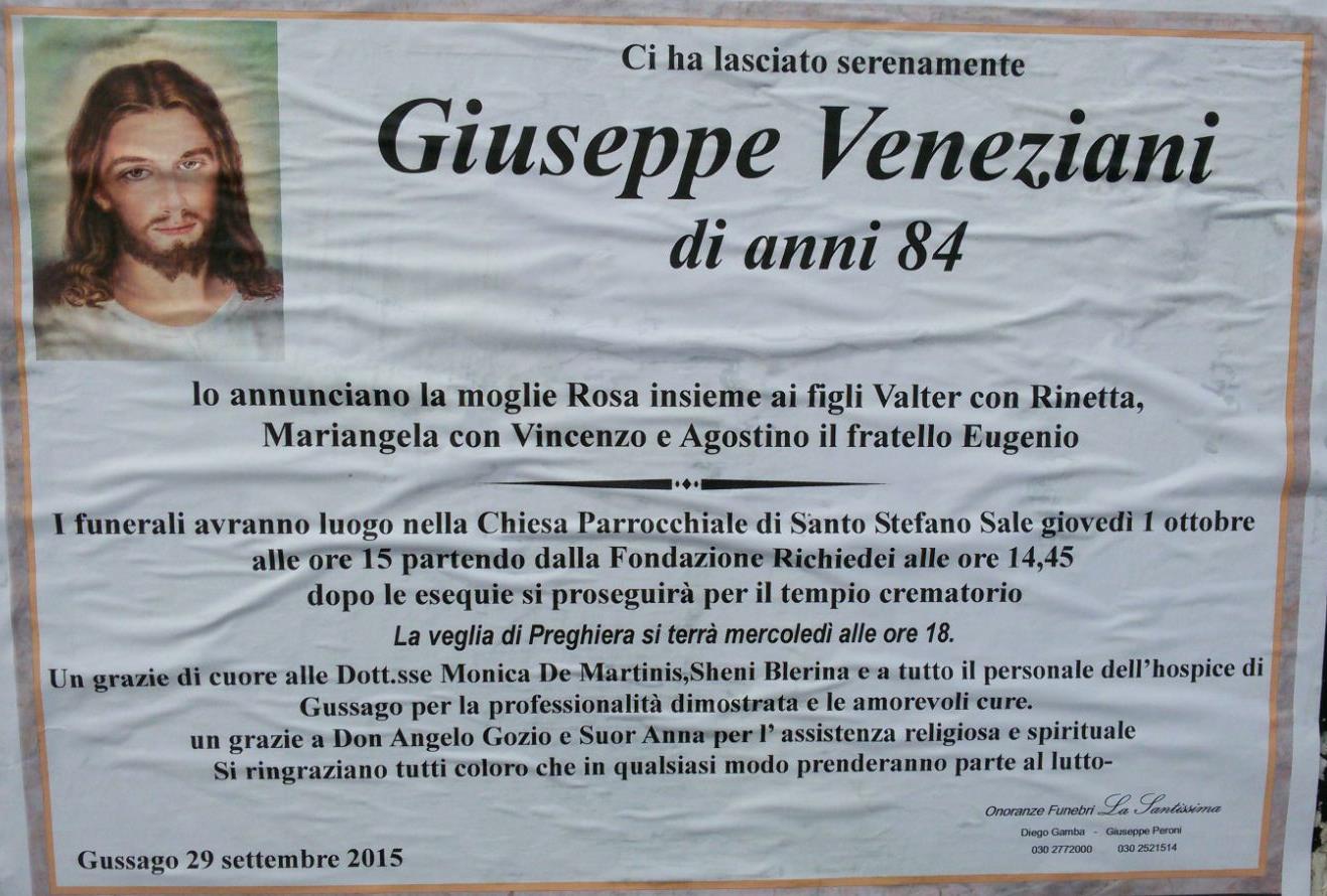 Necrologio Giuseppe Veneziani 2015