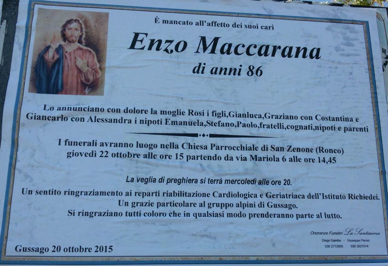 Necrologio Enzo Maccarana 2015