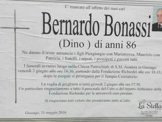 Necrologio Bernardo Bonassi 2016