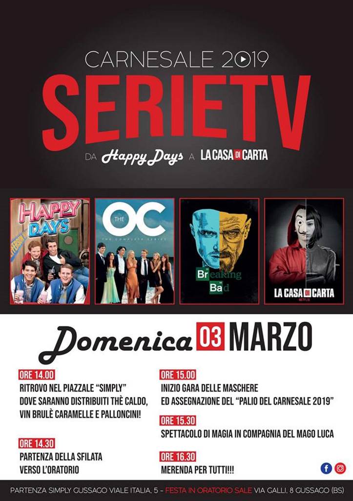Festa di Carnevale Oratorio Sale: "Carnesale 2019 - Serie TV"