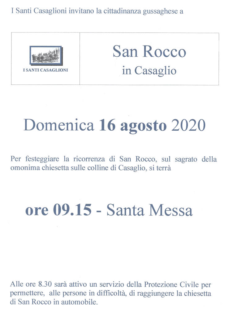Festa San Rocco agosto 2020