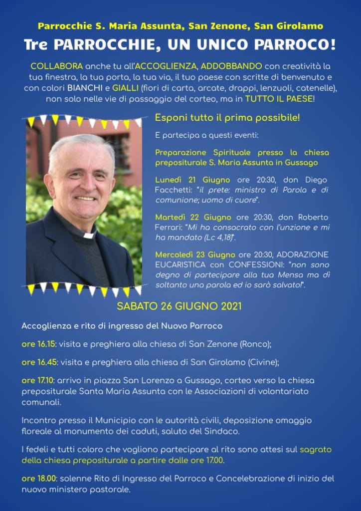 Accoglienza nuovo parroco don Musatti giugno 2021