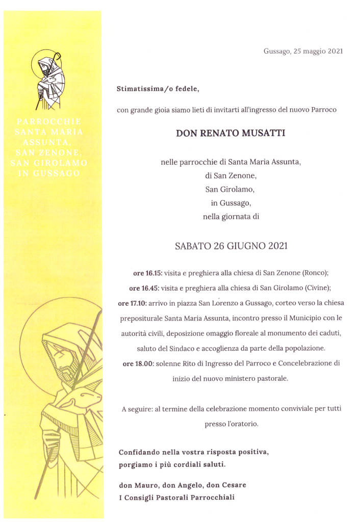 Ingresso nuovo parroco don Renato Musatti giugno 2021