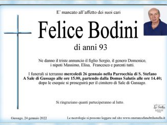 Necrologio Felice Bodini 2022