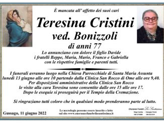 Necrologio Teresina Cristini 2022