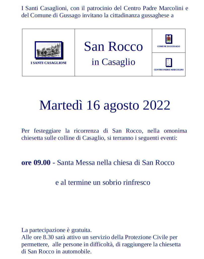 Festa San Rocco agosto 2022