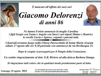 Necrologio Giacomo Delorenzi 2022