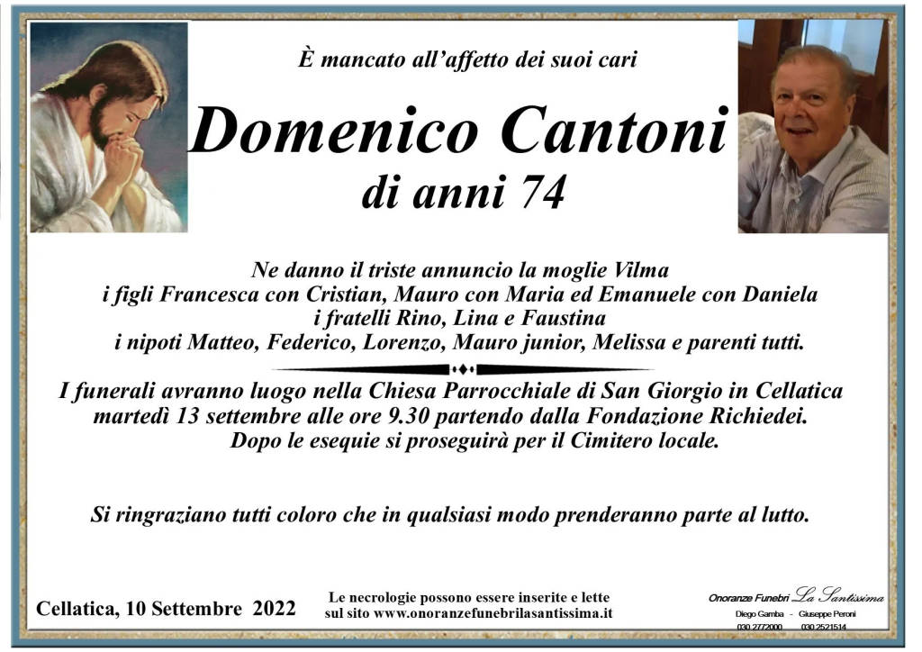 Necrologio Domenico Cantoni 2022