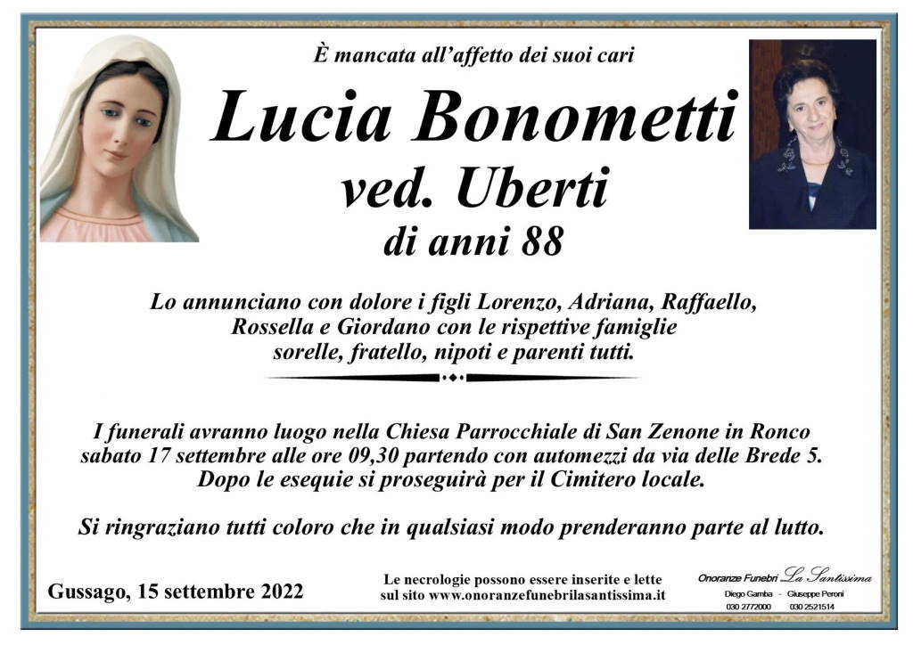 Necrologio Lucia Bonometti 2022