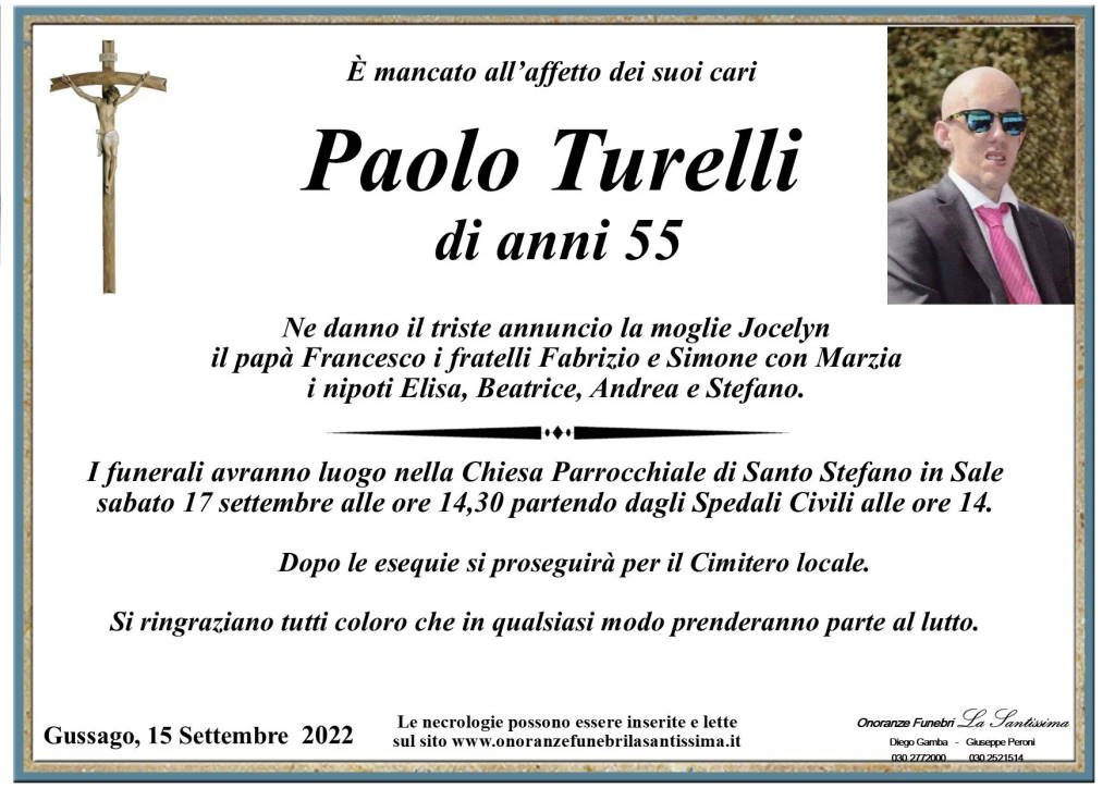 Necrologio Paolo Turelli 2022