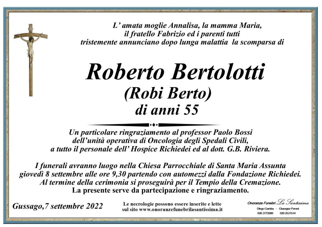 Necrologio Roberto Bertolotti 2022
