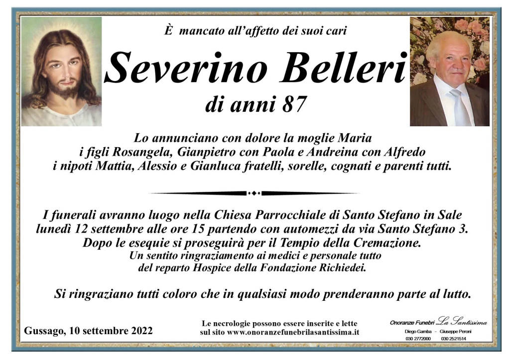 Necrologio Severino Belleri 2022