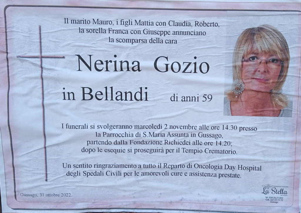 Necrologio Nerina Gozio 2022