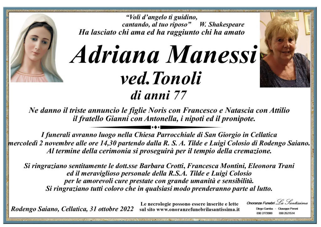 Necrologio Adriana Manessi 2022