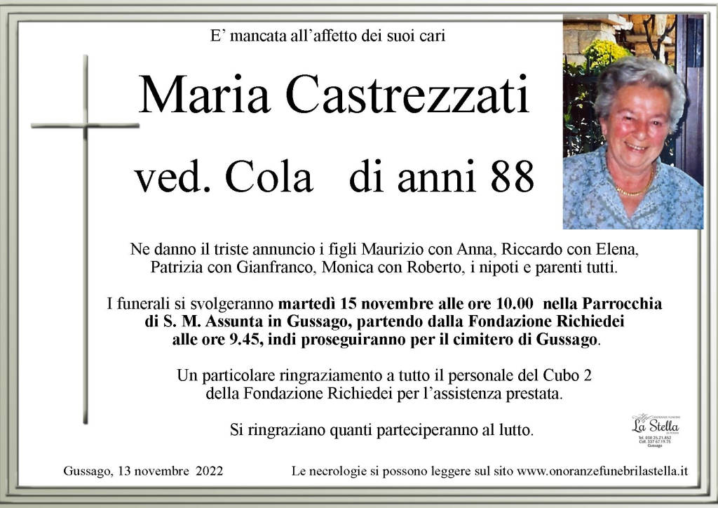 Necrologio Maria Castrezzati 2022