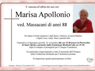 Necrologio Marisa Apollonio 2022