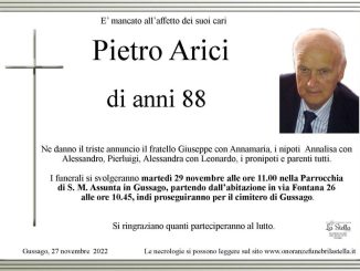 Necrologio Pietro Arici 2022