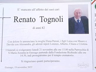 Necrologio Renato Tognoli 2022